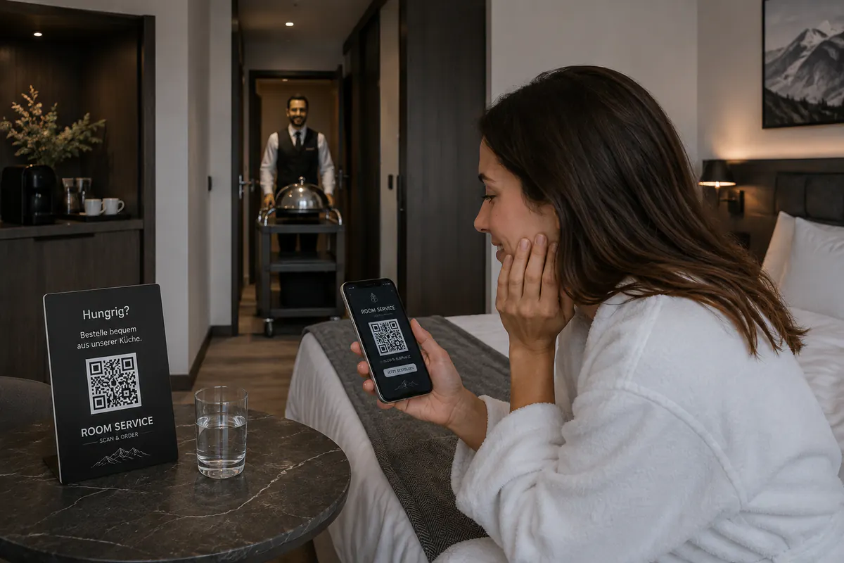 Hotelgast bestellt per QR-Code Room Service direkt aus dem Hotelzimmer